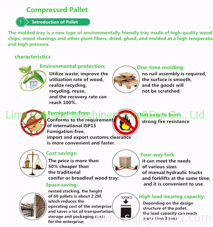 Free Fumigation High Pressure Compressed Moulding Wooden Pallet